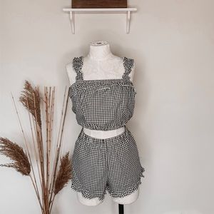 LA Hearts Checker Print Top and Short Set